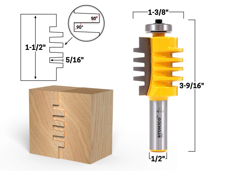YONICO Router Bits Set Easy Setup Finger Joint 1-1/2-Inch 1/2-Inch Shank 15141 - Image 2